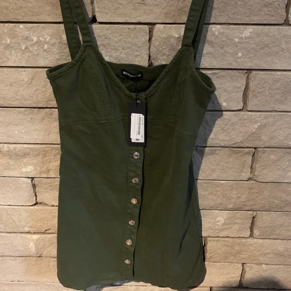 Green button down dress
